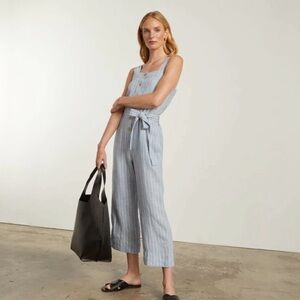 Everlane Light Blue Striped Jumpsuit